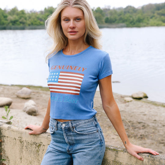Genuinely Need A Beer - Baby Tee - Vintage Blue