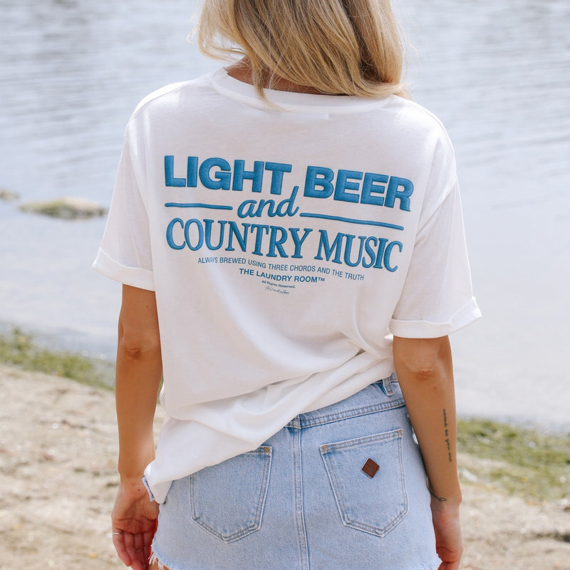 Light Beer And Country Music - Oversized Tee - White - The Laundry Room