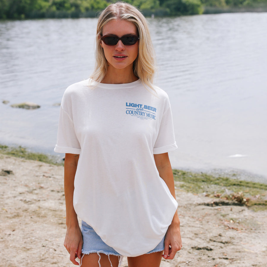 Light Beer And Country Music - Oversized Tee - White - The Laundry Room