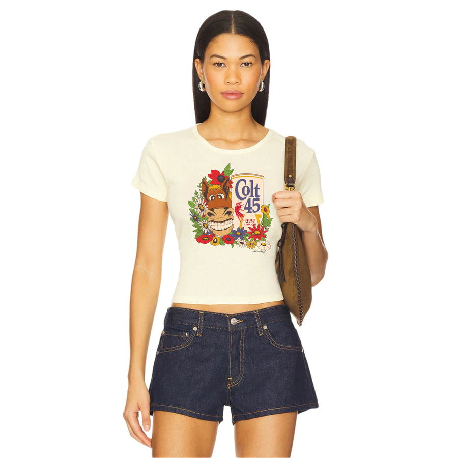 Colt 45 Party Mule - Baby Tee - Vintage Yellow