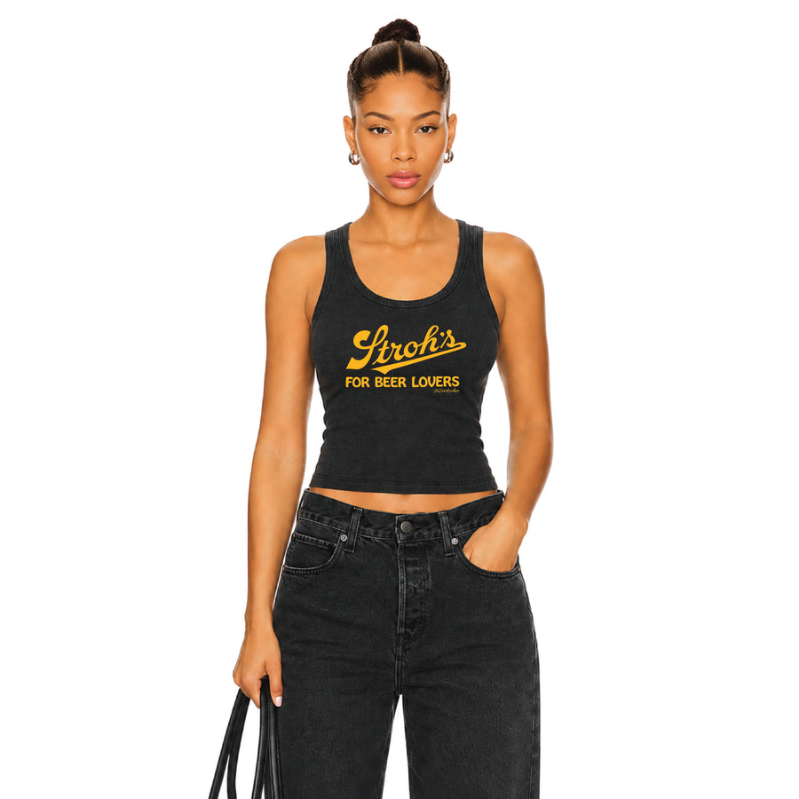 Stroh's For Beer Lovers - Rib Tank - Black Snow