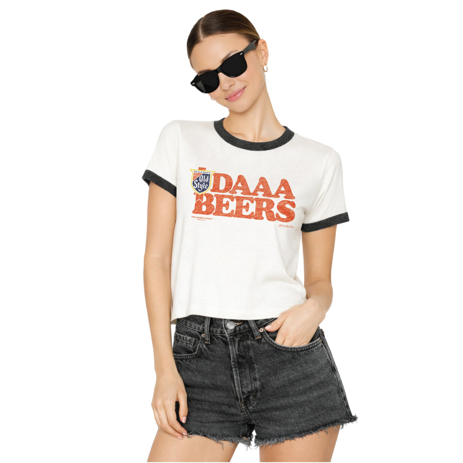 Daaa Beers - Perfect Ringer Tee - White & Black Snow