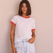 Essentials - Perfect Ringer Tee - White & Red