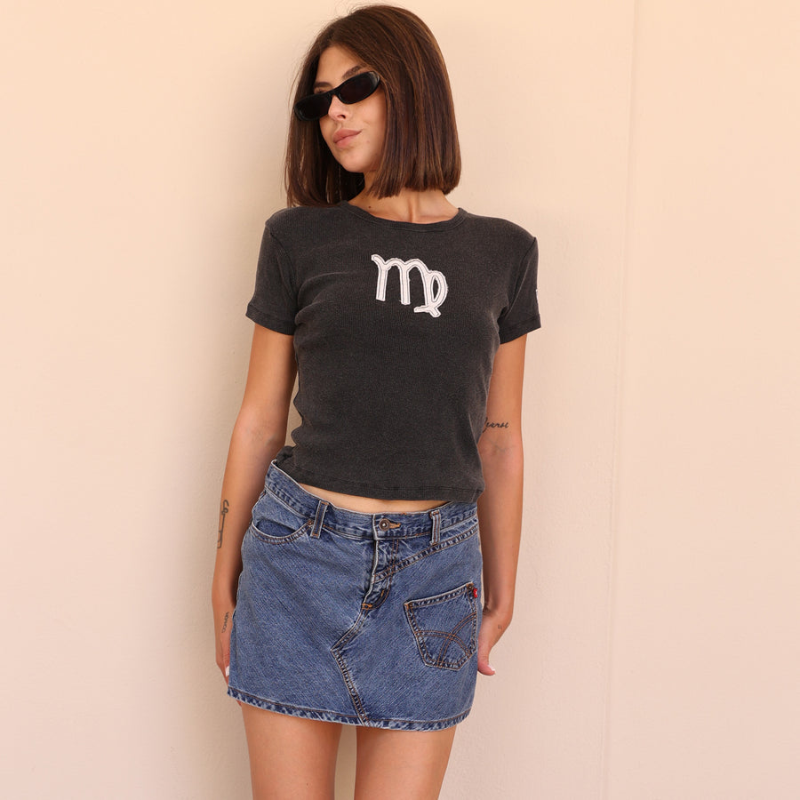 Virgo Stitch - Baby Tee - Black Snow