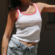 Essentials - Rib Tank - White & Red