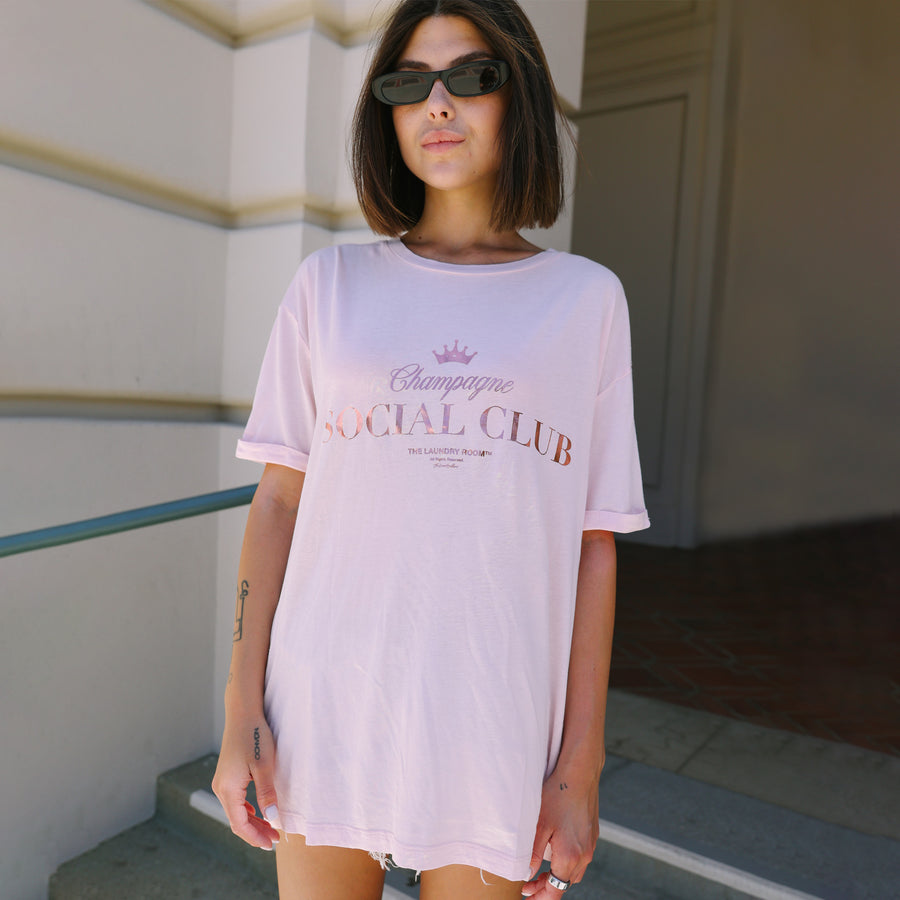 Champagne Social Club - Oversized Tee - Blush Pink