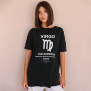 Virgo Goddess - Oversized Tee - Black Snow