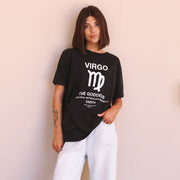 Virgo Goddess - Oversized Tee - Black Snow