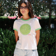 Diet Coke Lime Flavor - Perfect Ringer Tee - White & Lime