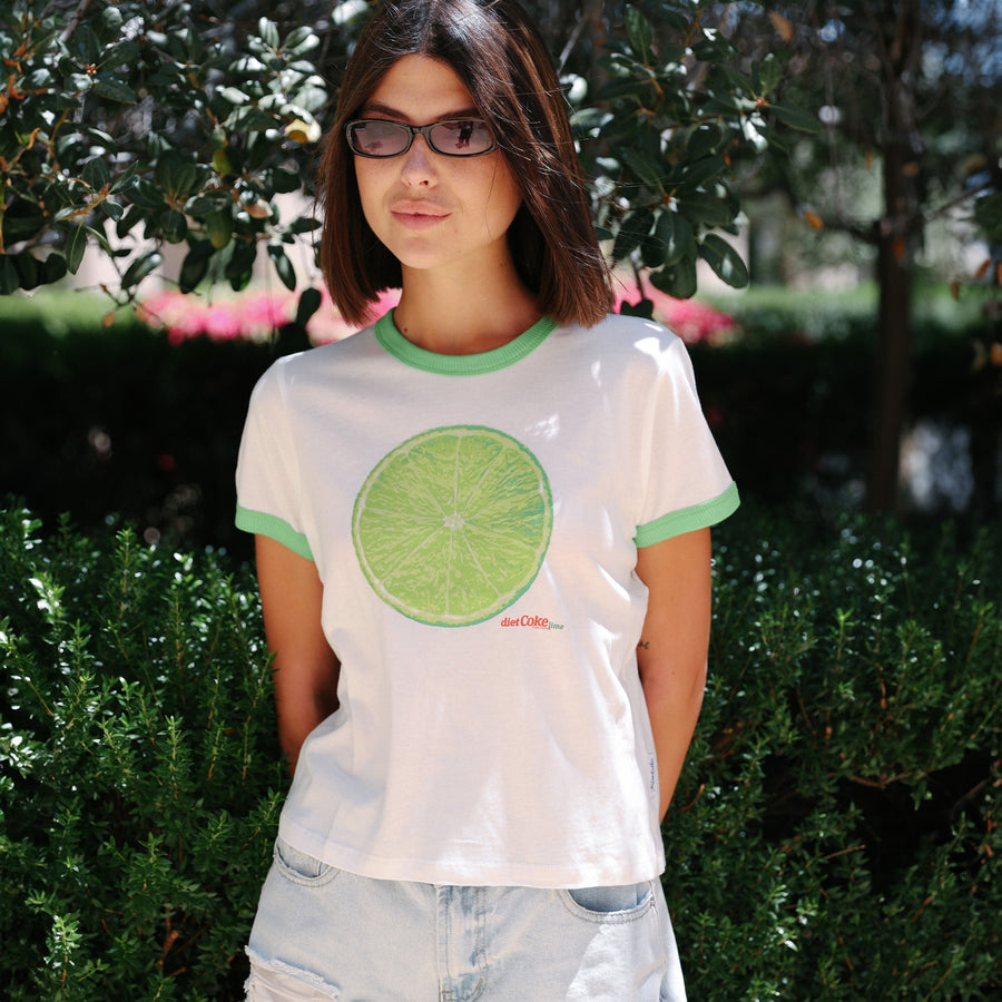 Diet Coke Lime Flavor - Perfect Ringer Tee - White & Lime