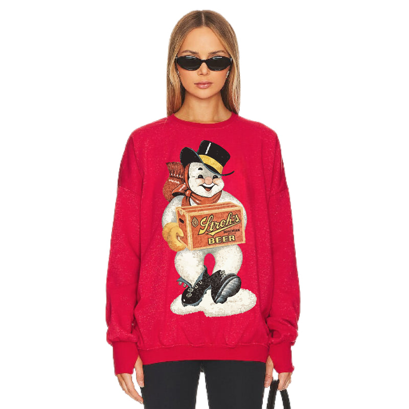 Stroh's Snowman - Jump Jumper - Vintage Red