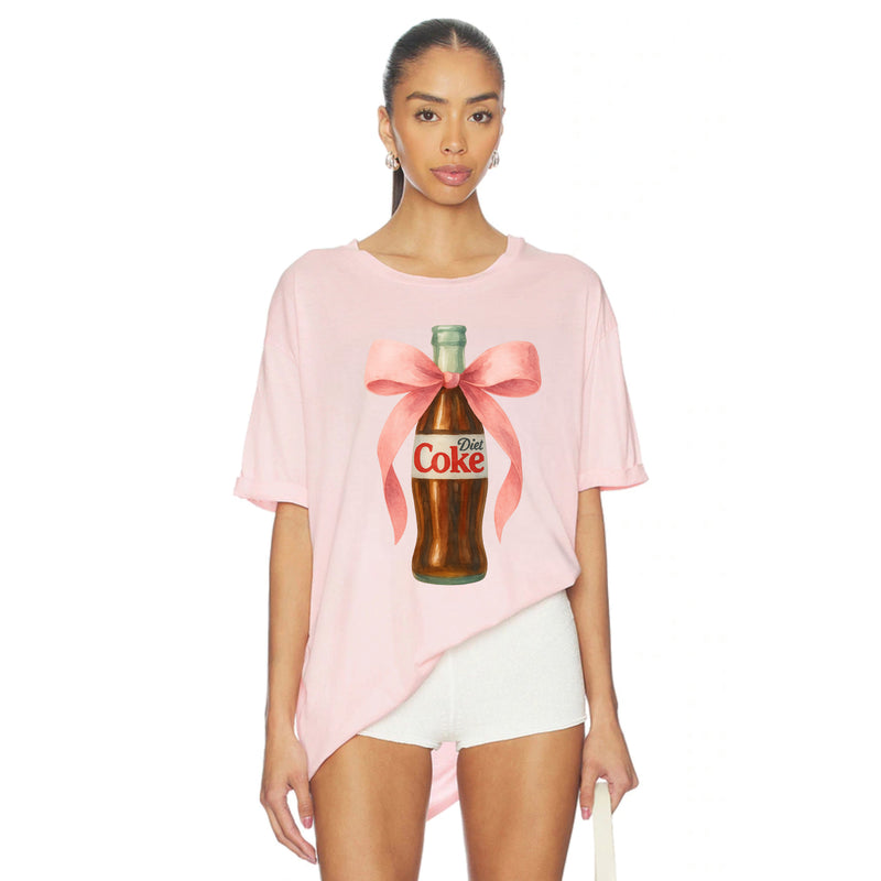 Diet Coke Bow Bottle - Oversized Tee - Blush Pink