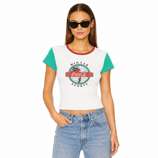 Coca Cola Winter Sports - Baby Tee - White & Green