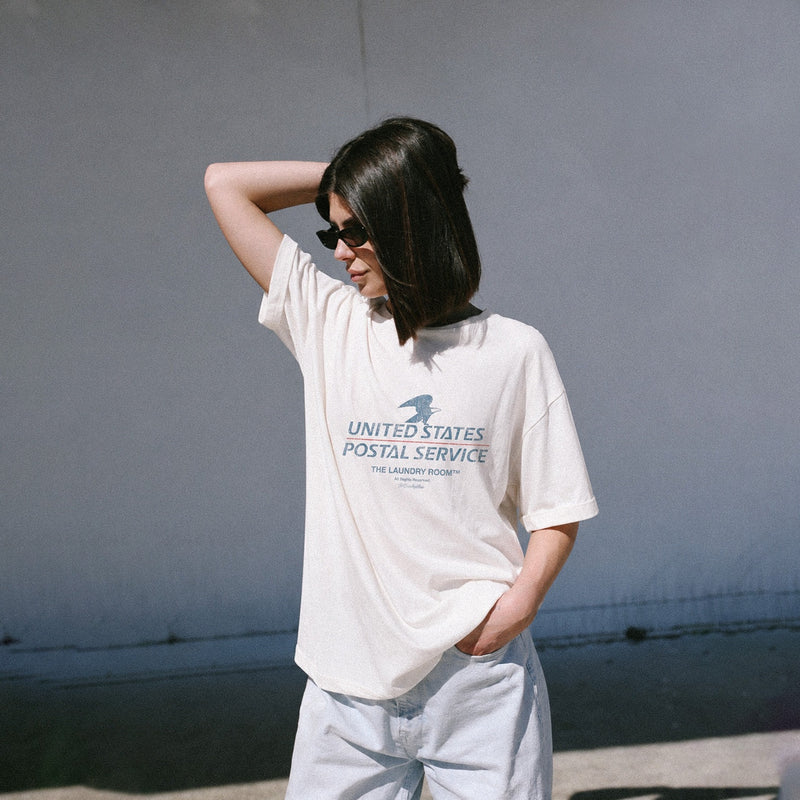 USPS Stack - Oversized Tee - White - The Laundry Room