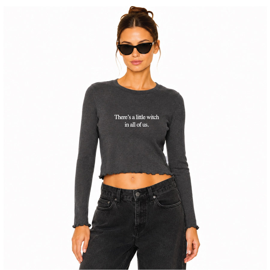 There's A Little Witch In All Of Us - Long Sleeve Ribbed Tee - Black Snow
