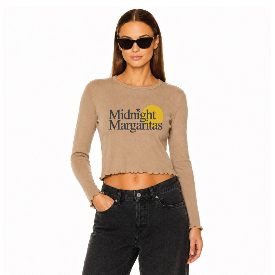 Midnight Margaritas - Long Sleeve Ribbed Tee - Camel Gold