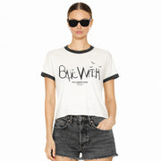 Basic Witch - Perfect Ringer Tee - White & Black Snow