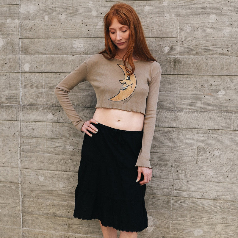 Moonstruck - Long Sleeve Ribbed Tee - Camel Gold - The Laundry Room