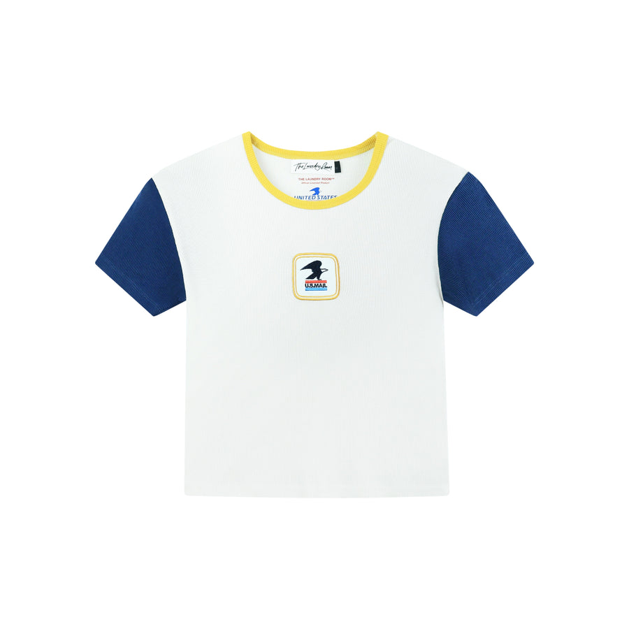 USPS Badge - Baby Tee - Bone & Navy Snow - The Laundry Room
